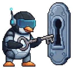 Tux the keymaster at a lock